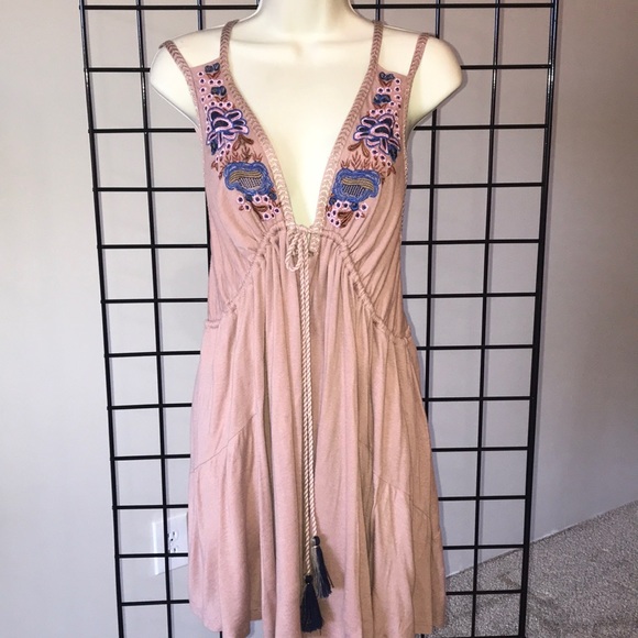 SOLD- FREE PEOPLE Dusty Mauve Lovers Mini Dress - Picture 4 of 8